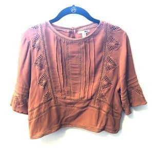 Amuse Society - lace and embroidered cropped top